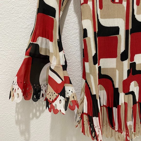 Essentials by Milano Shirt Womens S Multicolor Print Accordian Top - Picture 5 of 11